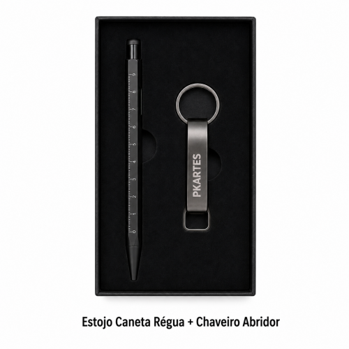 Estojo Caneta Régua + Chaveiro Abridor