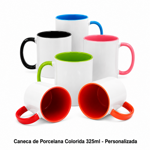 Caneca de Porcelana Colorida 325ml - Personalizada