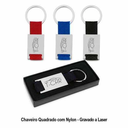 Chaveiro Quadrado com Nylon - Gravado a Laser