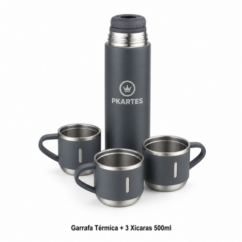 Garrafa Térmica + 3 Xícaras 500ml