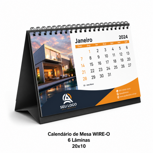 Calendário de Mesa WIRE-O 6 Lâminas - 20x10