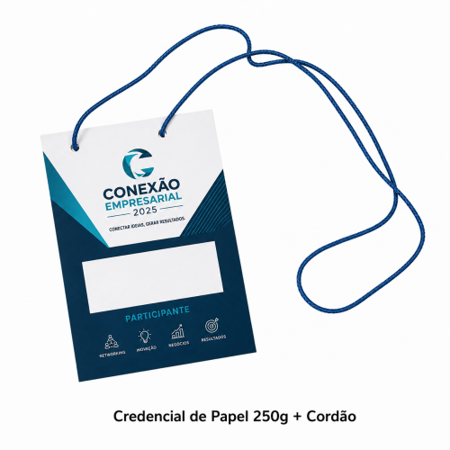 Credencial de Papel 250g + Cordão