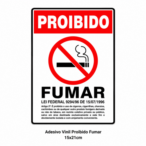 Adesivo Vinil Proibido Fumar - 15x21cm