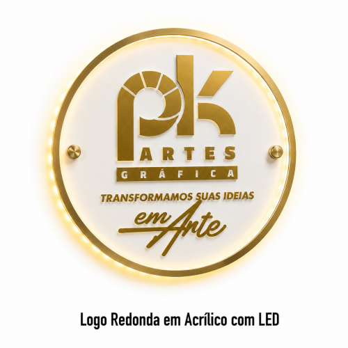 Logo Redonda Em Acrílico COM LED 90x90