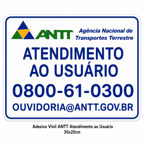 Adesivo Vinil ANTT Atendimento ao Usuário - 30x20