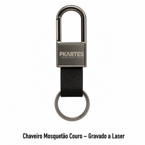 Chaveiro Mosquetão Couro - Gravado a Laser
