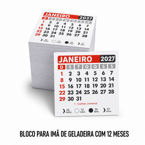 Bloco para Imã de Geladeira com 12 Meses