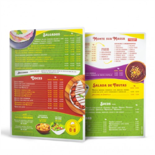Cardápio em PS 0,5mm - Laminado 1/1 - 19,5x30cm - 4/4 