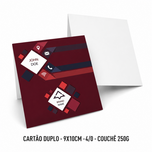 Cartão Duplo - 9x10cm - 4/0 - Couchê 250g