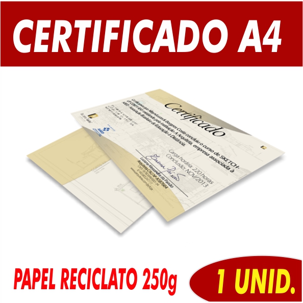Certificado em Papel Reciclato 250g 