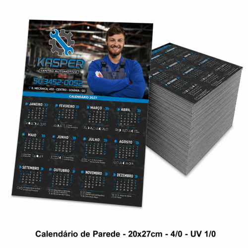 Calendário de Parede - 20x27cm - 4/0 - UV 1/0
