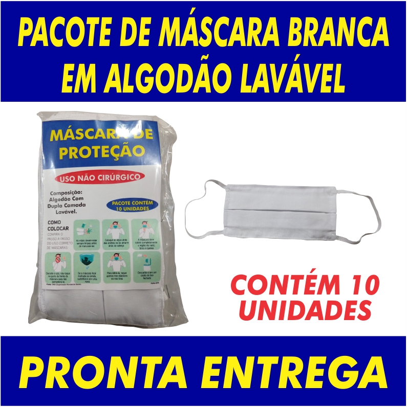Pacote com 10 Máscaras de Tecido 