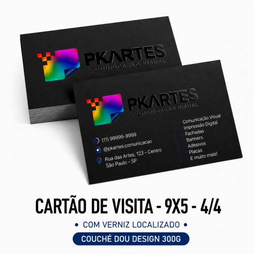 Cartão de Visita c/ Verniz localizado - 9x5 - 4/4 - Dou Design 300g