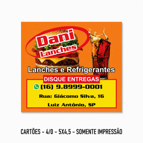 Cartões - 4/0 - 5x4,5 - Somente Impressão