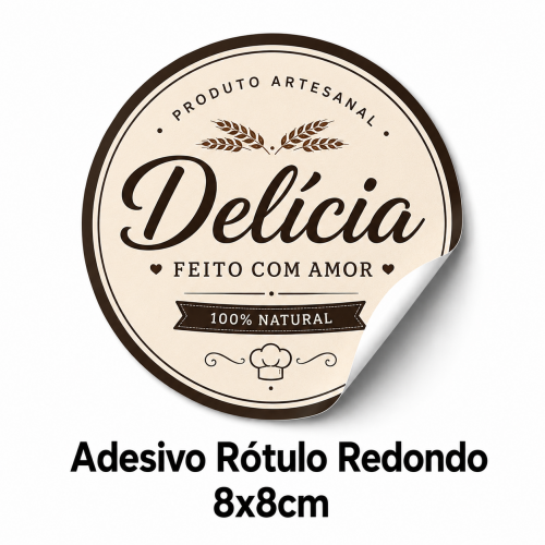 Adesivo Rótulo Redondo 8x8cm