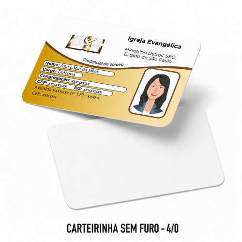 Carteirinha sem furo 4/0