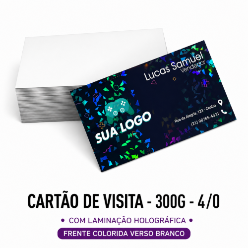 Cartão de Visita - 300g  - 4/0 - Holográfico