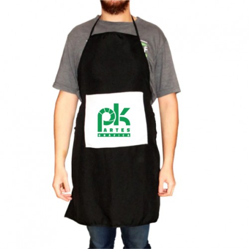 Avental Preto com Bolso Estampado