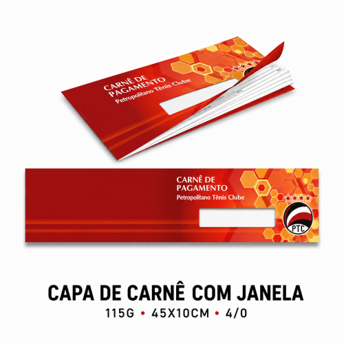 Capa de Carnê - 115g - 45x10cm - 4/0 - C/Janela