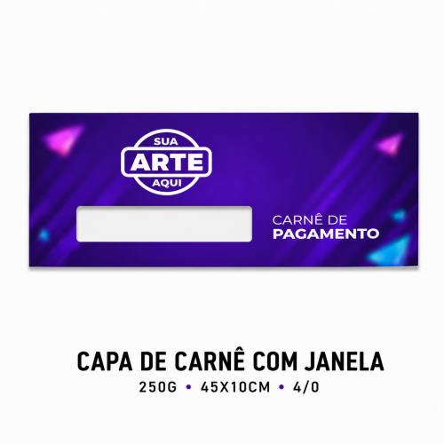 Capa de Carnê - 250g - 45x10cm - 4/0 - C/Janela