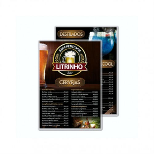 Cardápio Plastificado 4/4 - A4