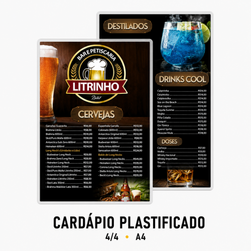 Cardápio Plastificado 4/4 - A4