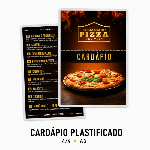 Cardápio Plastificado 4/4 - A3
