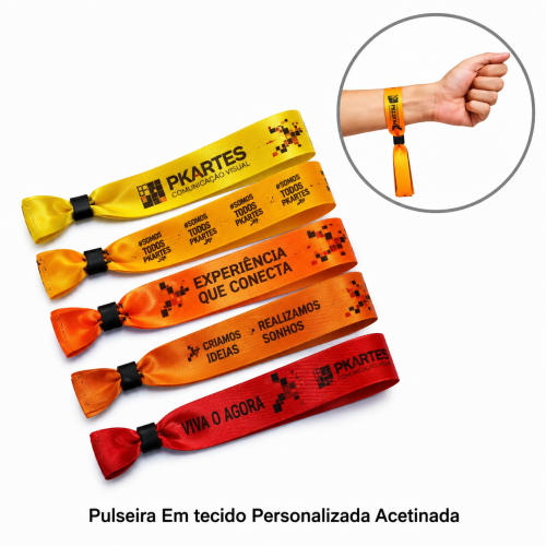 Pulseira Em tecido Personalizada Acetinada